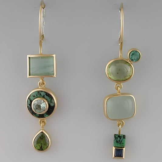 Nadia – Pendientes Retro Verdes Colgantes