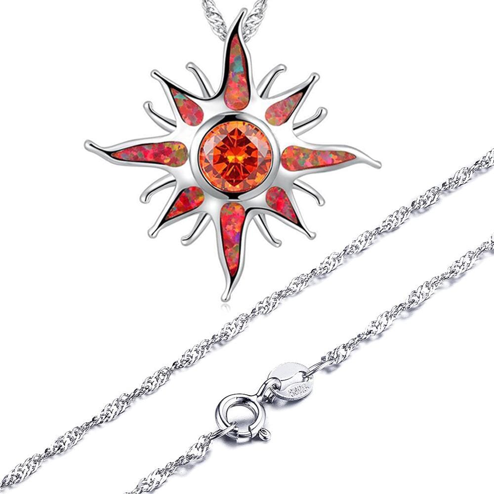 Yani – Collar Pendiente Esplendor Solar en Ópalo de Fuego & Granate