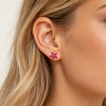 Piercing de flores para mujeres con cinco pétalos y cierre de bola enroscable