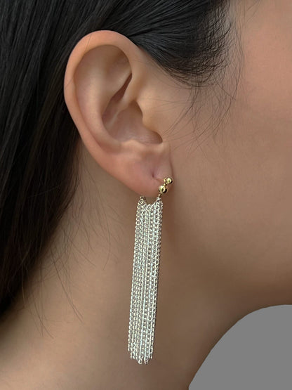 Nora - Largos pendientes de cadenas de plata fluidas