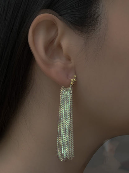 Nora - Largos pendientes de cadenas de plata fluidas