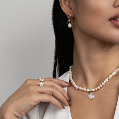 Piedra lunar - Collar de perlas