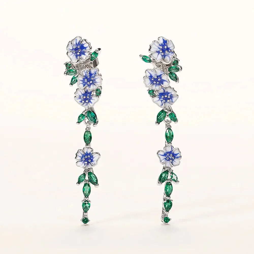 Yara – Pendientes Florales Azules