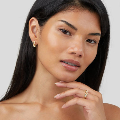 Melina – Anillo Rayos de Miel en Oro y Cristal