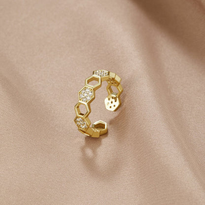 Melina – Anillo Rayos de Miel en Oro y Cristal