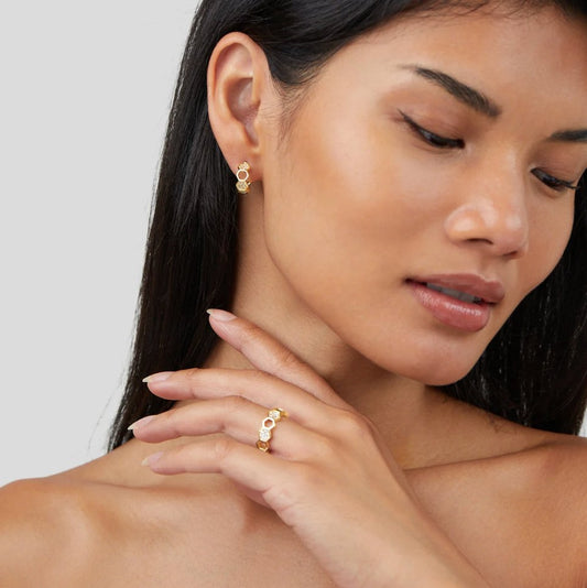 Melina – Anillo Rayos de Miel en Oro y Cristal
