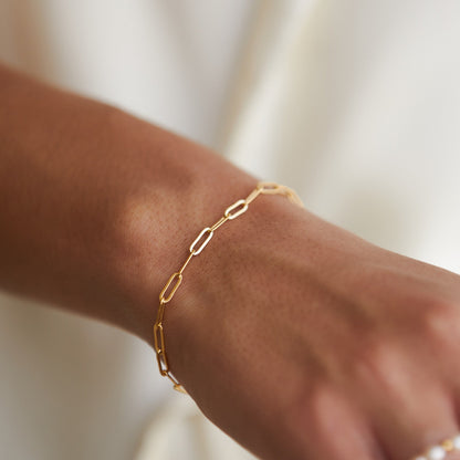 Cozumel – Pulsera Cadena Paperclip Dorada