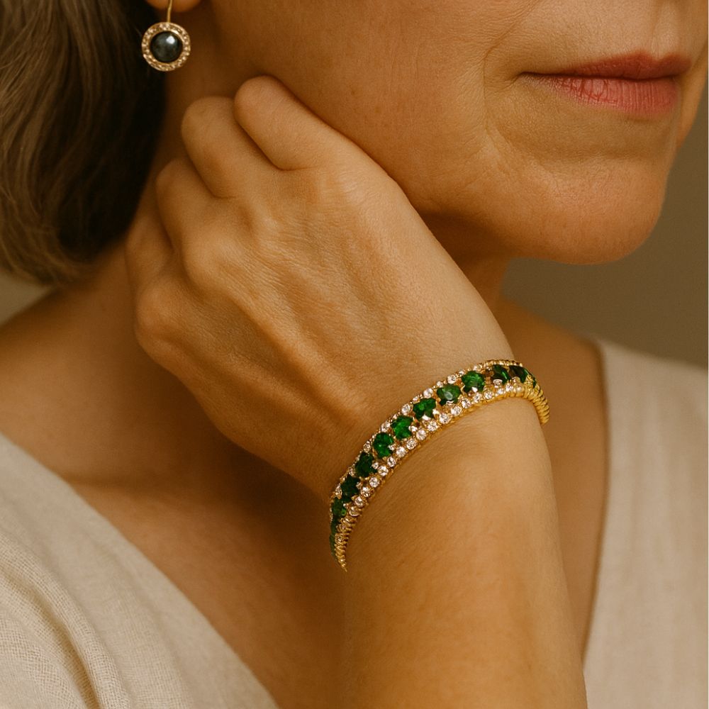 Pulsera de Tenis para Mujeres con Diseño en Forma de Ola y Adornos de Piedra en Varias Filas