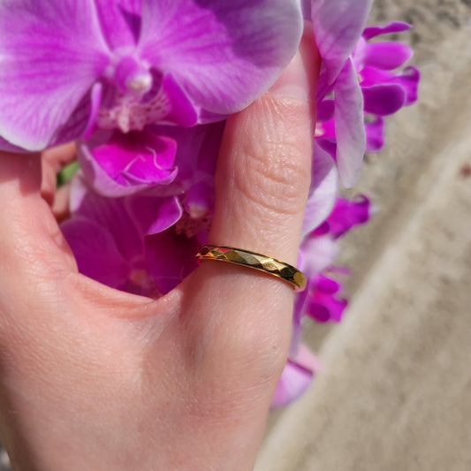 Nadia – Anillo Fidget Giratorio de Banda Martillada Delicada