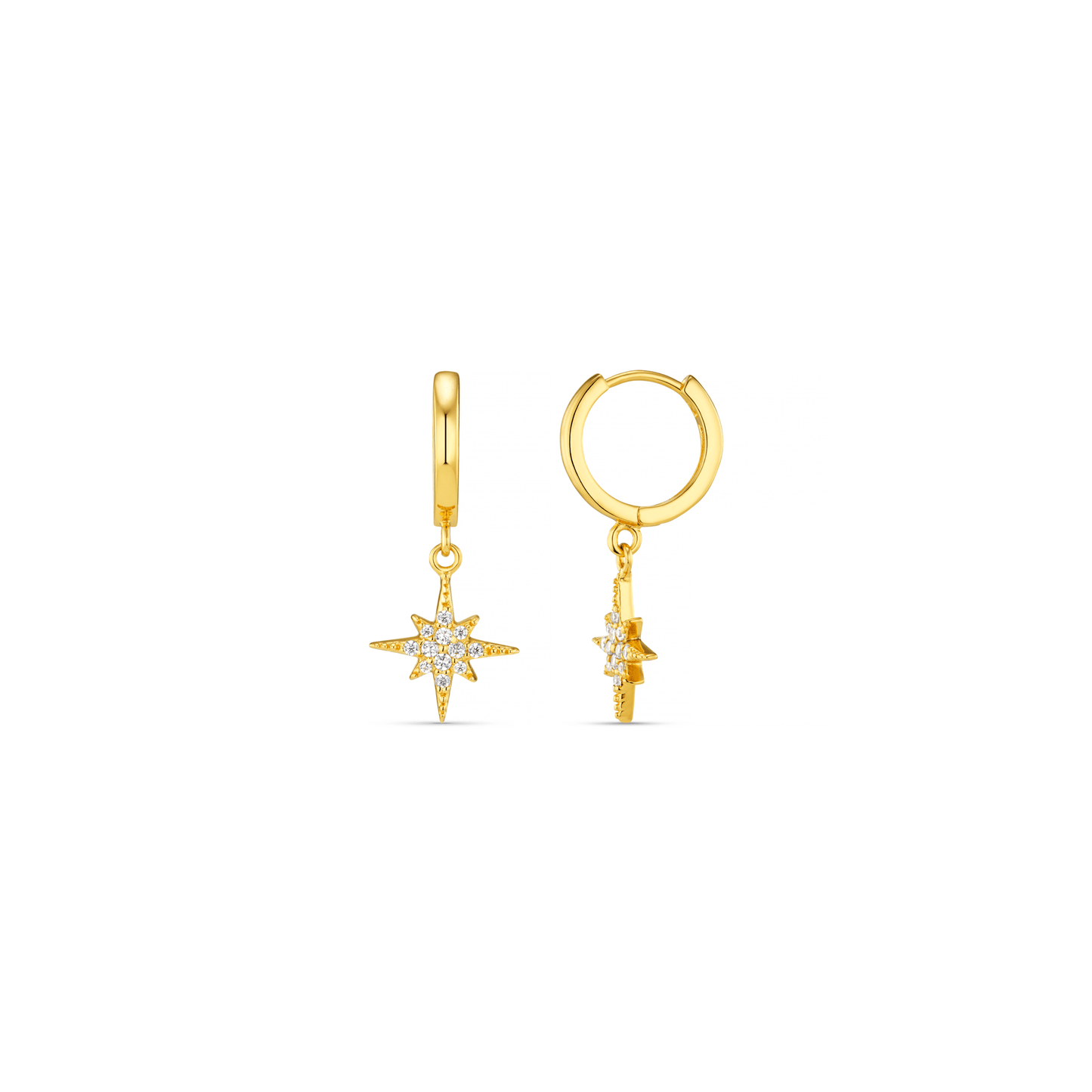 Nora – Aretes Huggie con Estrella Dorada