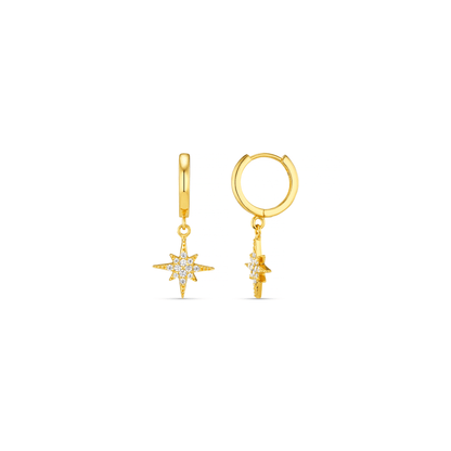 Nora – Aretes Huggie con Estrella Dorada