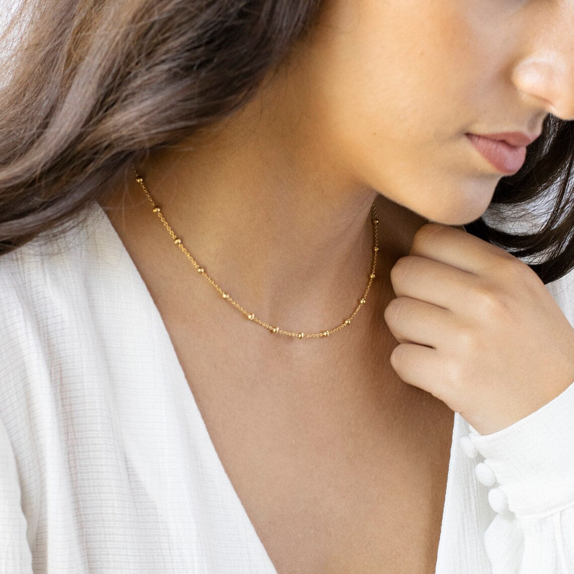 Collar Satélite - Cadena de lujo dorada