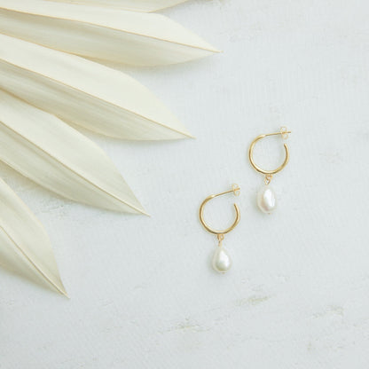 Aros colgantes de perlas - Pendientes de perlas