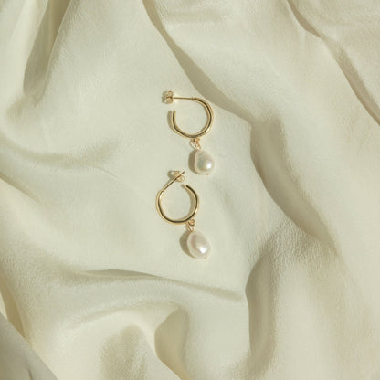 Aros colgantes de perlas - Pendientes de perlas