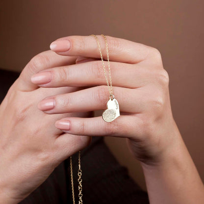 Collar de Nombre Personalizado con Huella Dactilar en Forma de Corazón