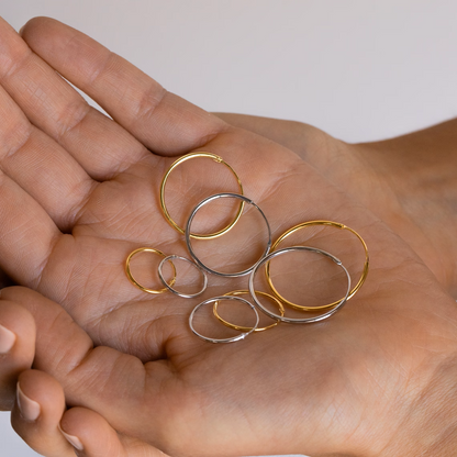 Aros ligeros - Pendientes en oro y plata (set de 4)