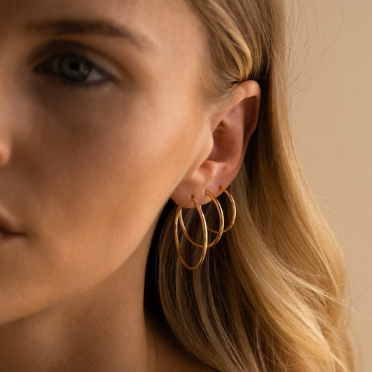 Aros ligeros - Pendientes en oro y plata (set de 4)