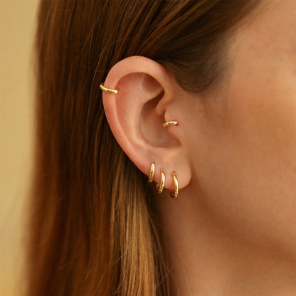 Pendientes Huggie de Oro - Juego de 7 Pendientes Hoop