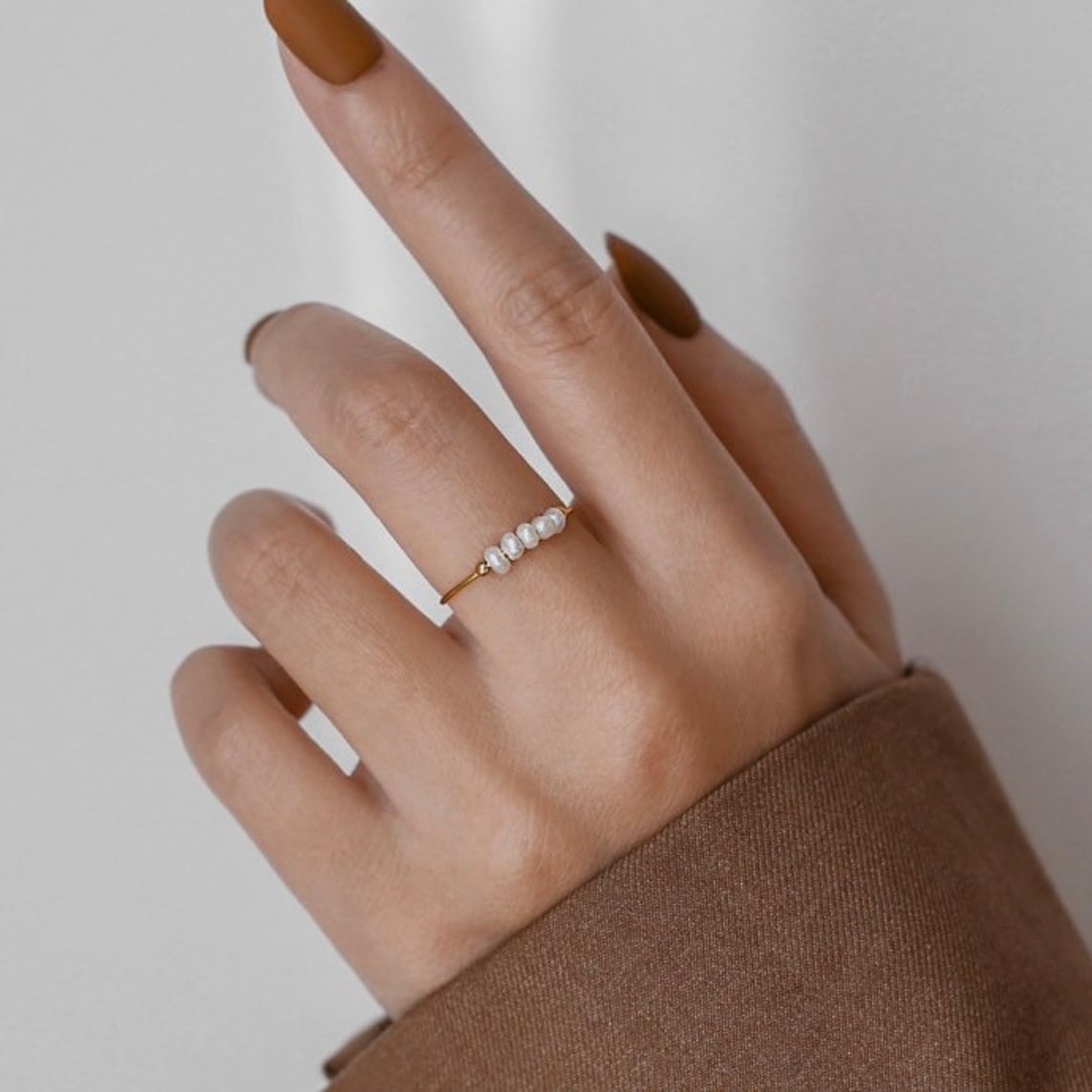 Mini anillo de perlas de agua dulce