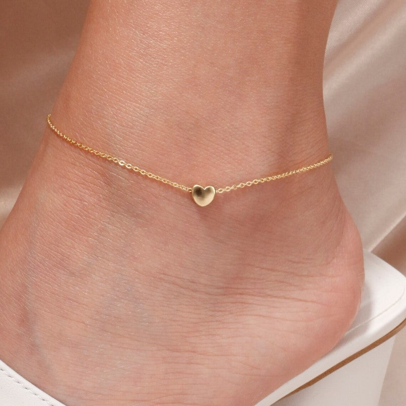 Tobillera de doble capa con corazón - regalo de amor para ella