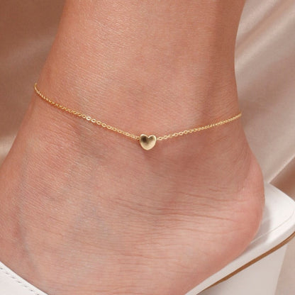 Tobillera de doble capa con corazón - regalo de amor para ella