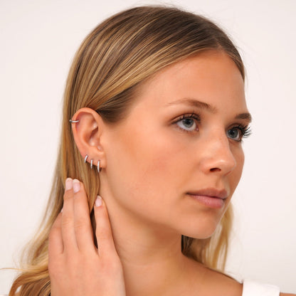Set minimalista de anillos CZ - Pendientes Huggie Hoop