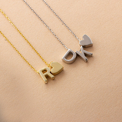 Collar con inicial en forma de corazón - Colgante personalizado con inicial