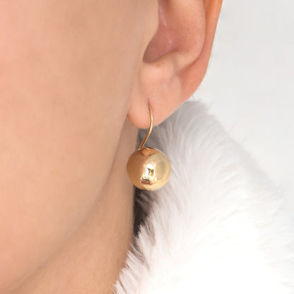 Pendientes de esfera - Ganchos de oreja redondos brillantes