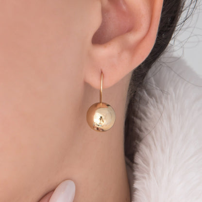 Pendientes de esfera - Ganchos de oreja redondos brillantes