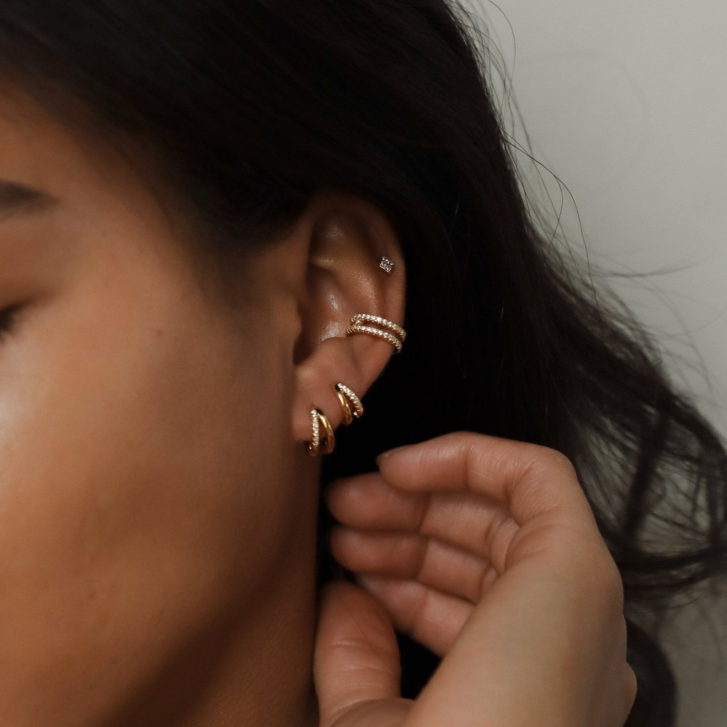 Duo Huggies - Pendientes Duo con Circonitas