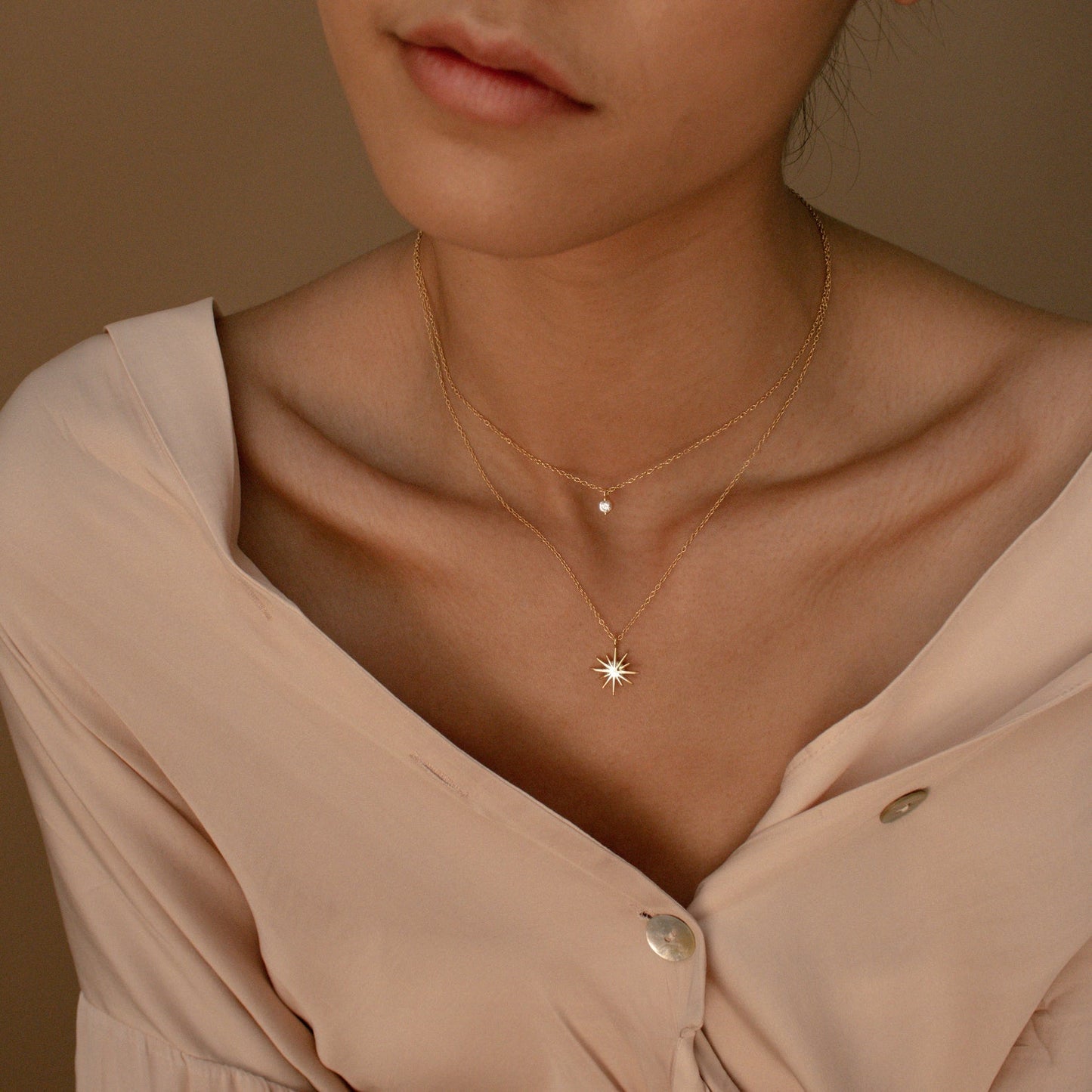 Doble capa Collar de Estrella - Collar Starburst Duo