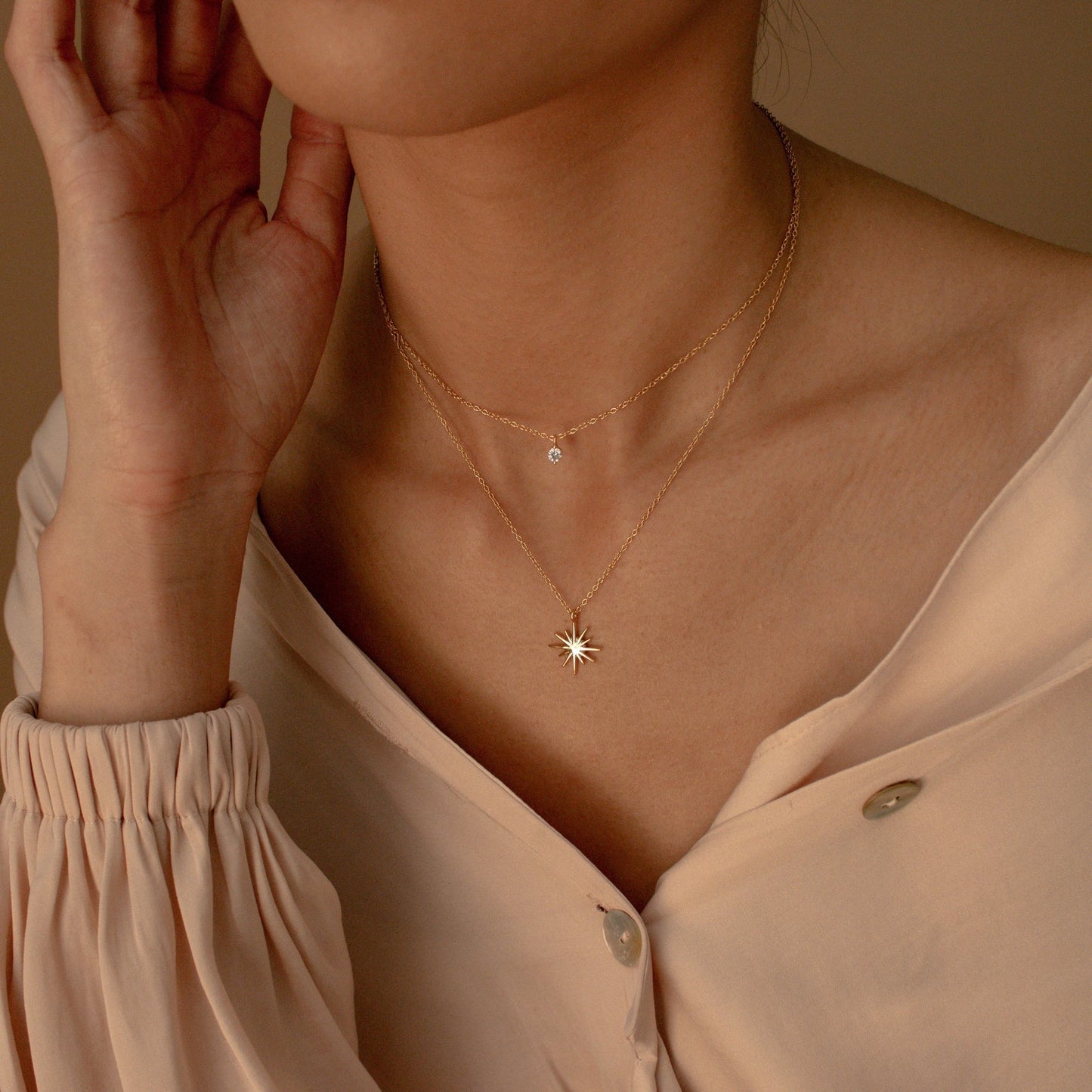 Doble capa Collar de Estrella - Collar Starburst Duo