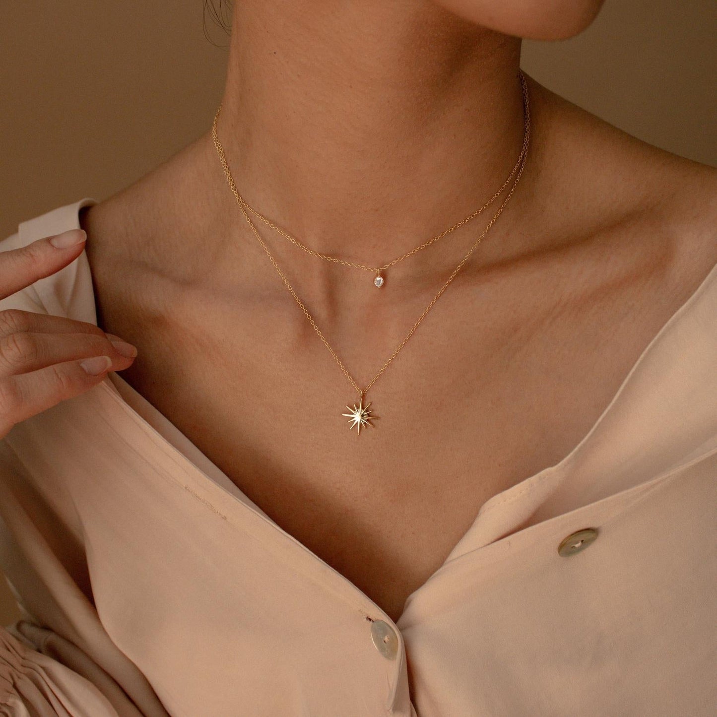 Doble capa Collar de Estrella - Collar Starburst Duo