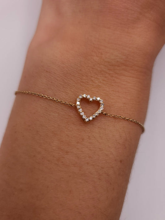Pulsera de corazón abierto de oro