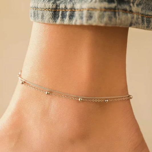 2 Estilo Pulsera de Tobillo de Plata