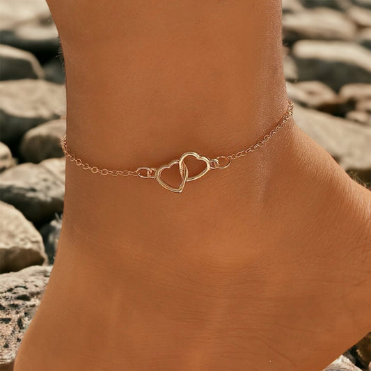 Tobillera Minimalista con Corazón - Tobillera de eslabones en forma de corazón
