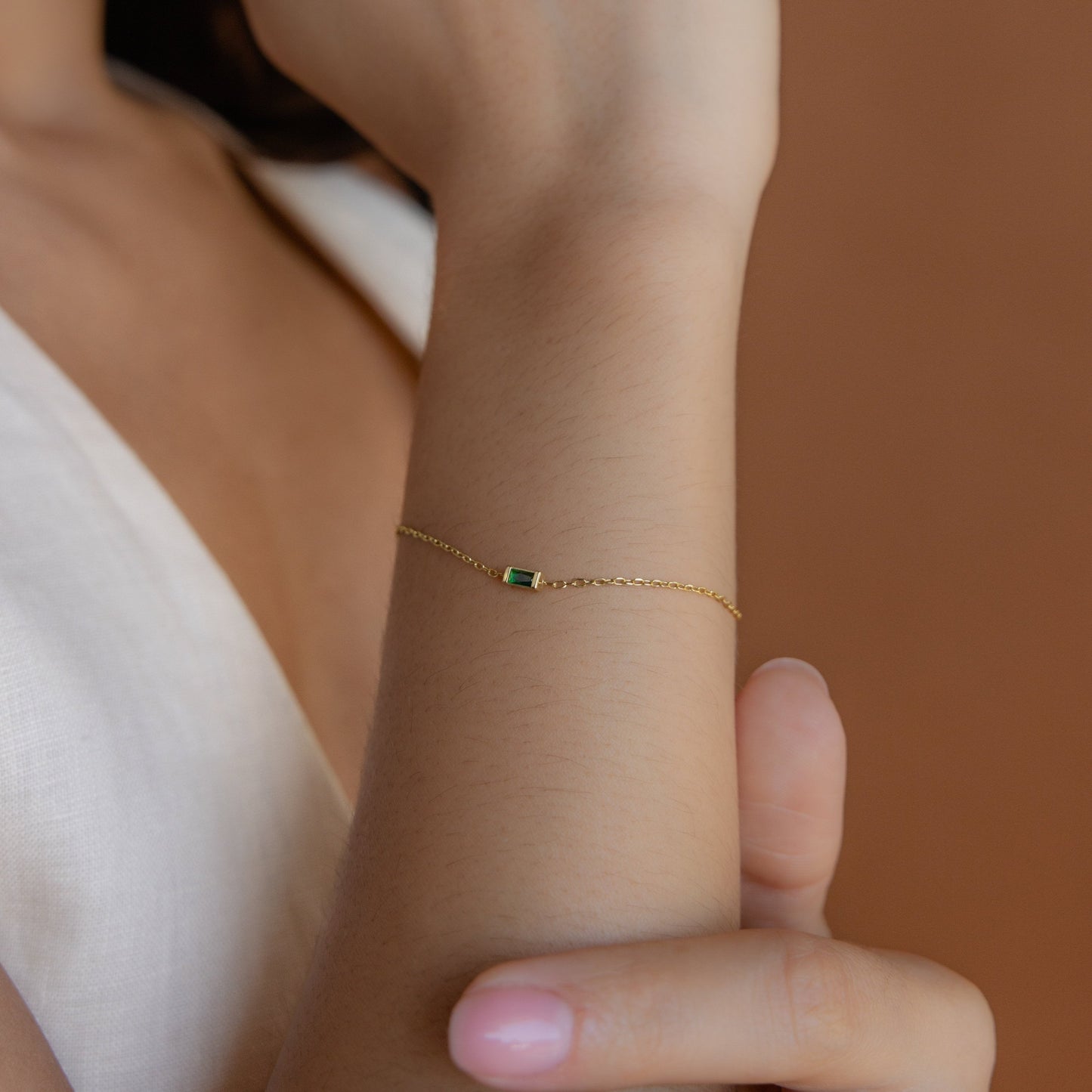 Sophie – Pulsera Baguette con Piedra de Nacimiento