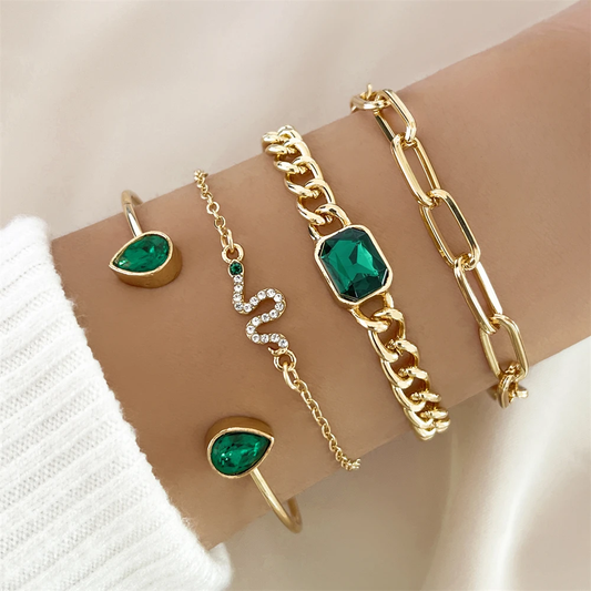 Jade – Conjunto de Pulseras Cristales Verdes