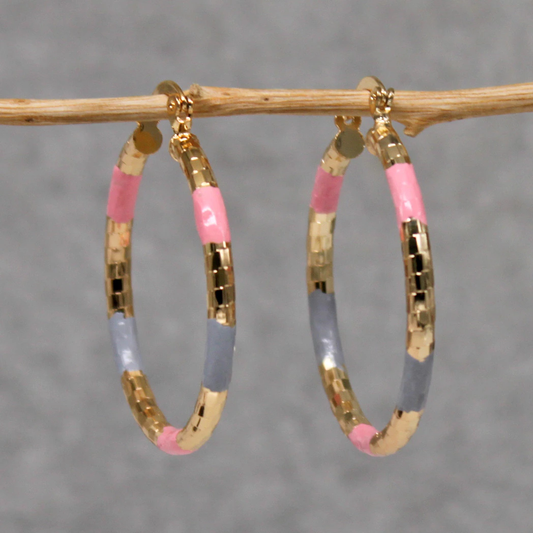 Delphine – Pendientes Vintage de Oro con Colores