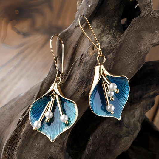 Lysiane – Pendientes Vintage Lotus Azul en Plata