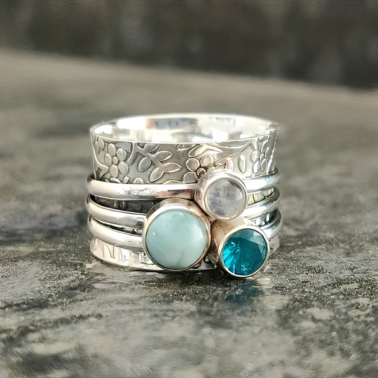 Luna – Anillo Vintage con Piedra Natural Azul