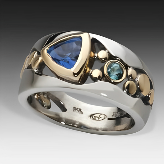 Auria – Anillo Vintage con Cristal Azul Brillante