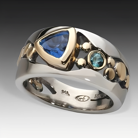 Soline – Anillo Vintage en Cristal Azul Elegante