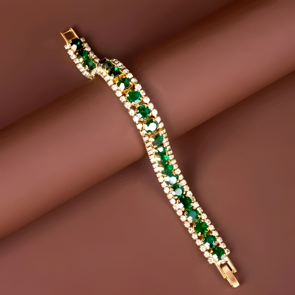 Pulsera de Tenis para Mujeres con Diseño en Forma de Ola y Adornos de Piedra en Varias Filas
