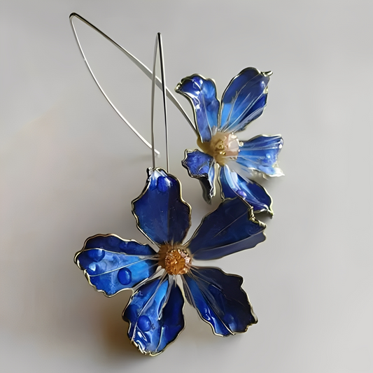 Bliss – Pendientes Vintage Flor Azul