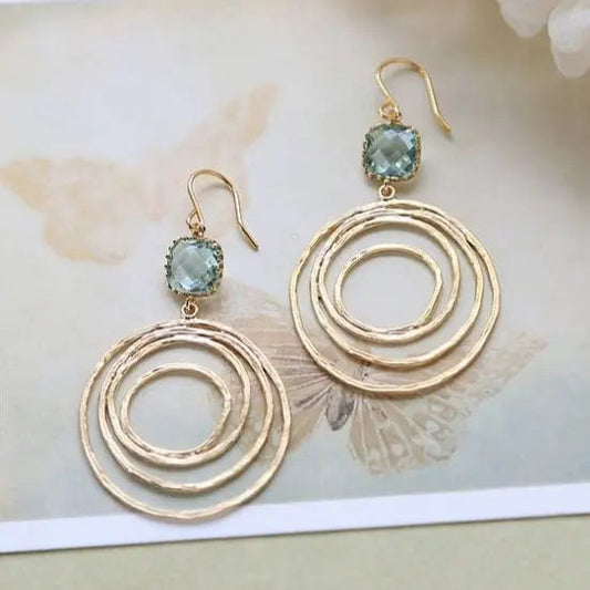 Delia – Pendientes Vintage Espirales en Oro y Circonio