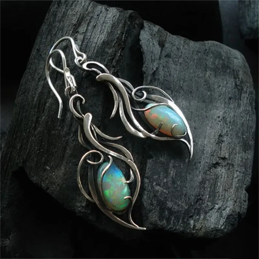 Tony – Pendientes Vintage de Plata con Ópalo Azul