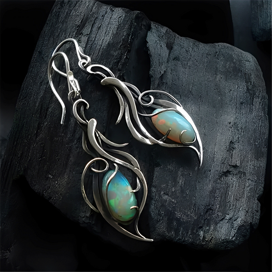 Gina – Pendientes Ópalo Azul y Plata