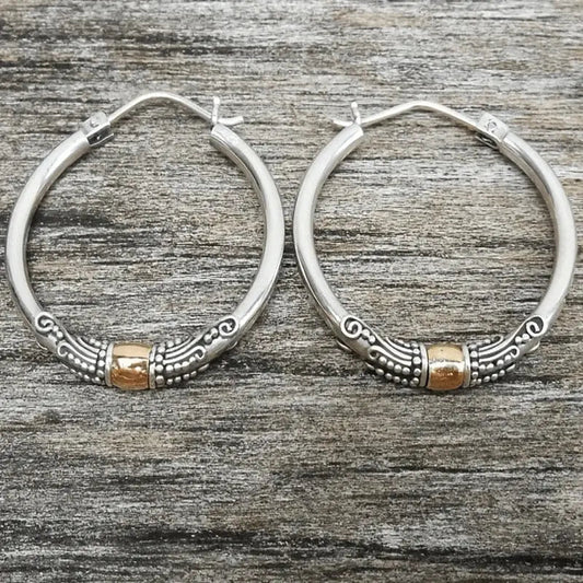 Amelia - Aros Vintage de Plata con Detalles Grabados