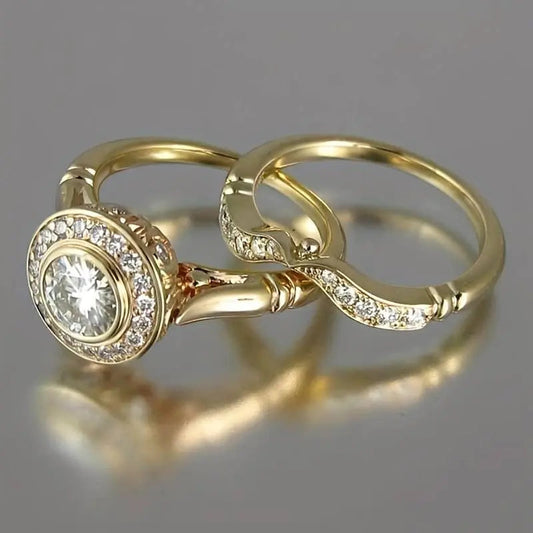 Beatrice – Pack de Anillos Vintage Dorados con Zirconio